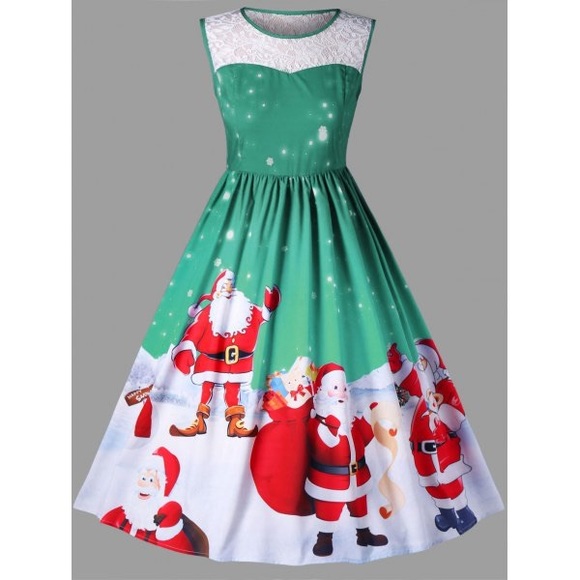 Nextmia Fashion Dresses & Skirts - Christmas Plus Size Sleeveless Swing Dress